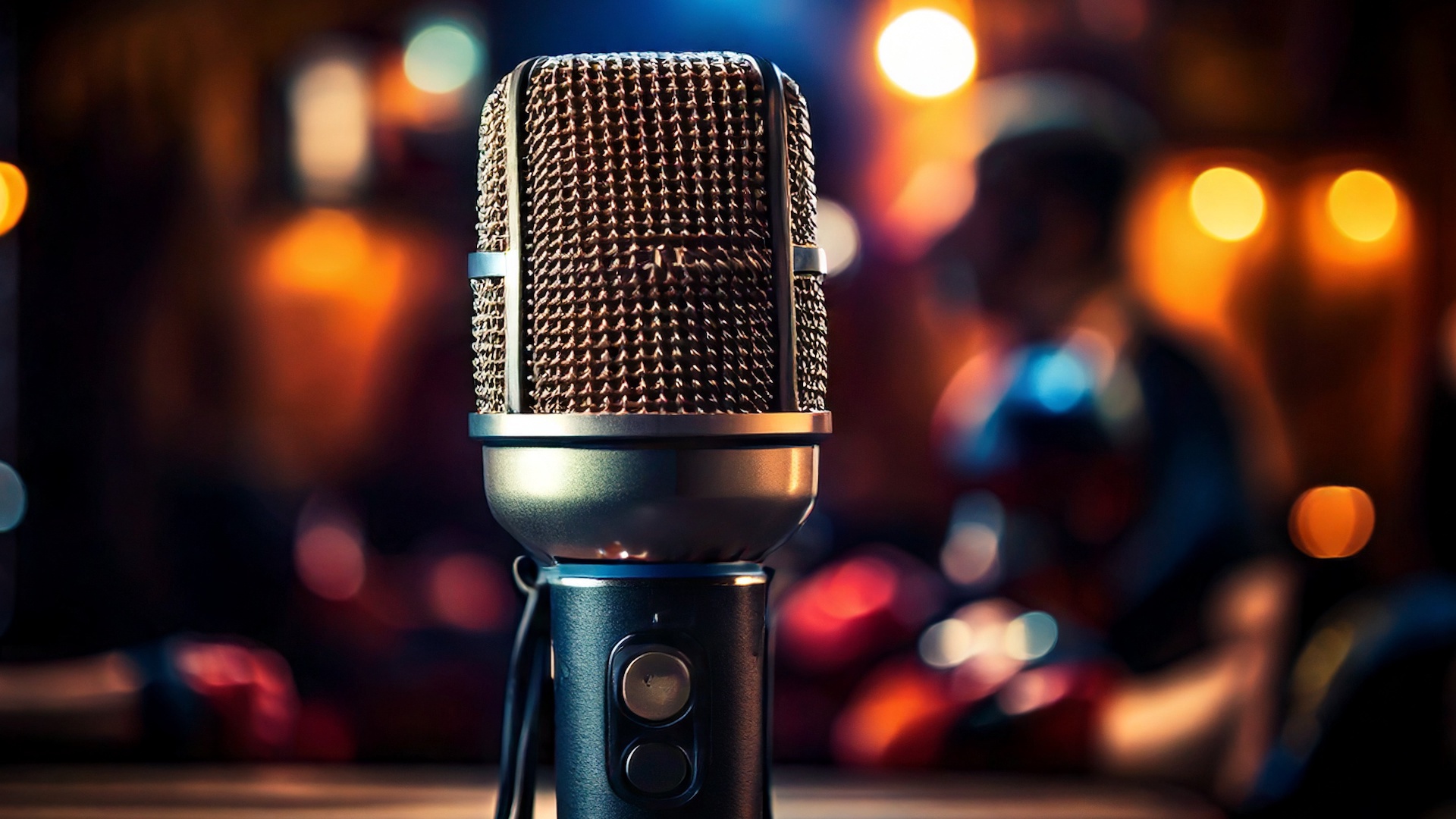 Mikrofon im Vordergrund